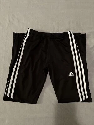 ADIDAS TRIPLE STRIPE GIRLS BLACK LEGGINGS SIZE M (PRE-OWNED) - Image 1 of 4