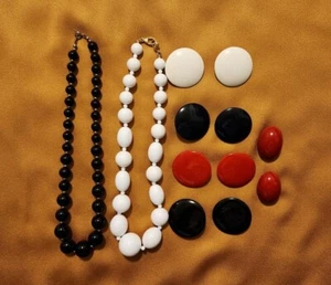 Vintage Liz Claiborne Mod Clip-On Earrings and Coordinating Necklaces - Picture 1 of 9