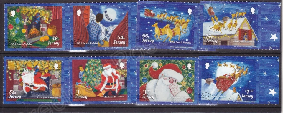 SG 2615-2622 JERSEY USED CTO STAMP SET 2021 CHRISTMAS VISIT FROM ST NICHOLAS - Image 1 of 1