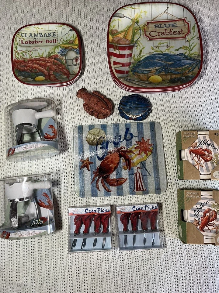 Cypress Seafood Lobster Picnic Set Crab Salt & Pepper Shaker Cutting Board Gift - Image 1 of 4