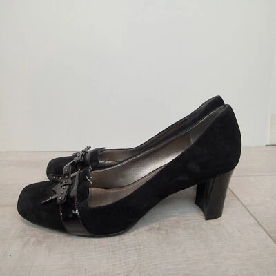 Zapatos de salón Circa Joan & David talla 8,5 M de gamuza negra con tacones en bloque Foto 1 de 4