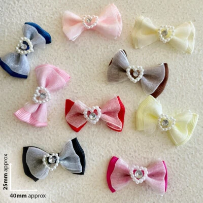 5/9pc Single/Mix bow Ribbon Heart Rhinestone Embellishment dress doll #2626 - image 1 of 2
