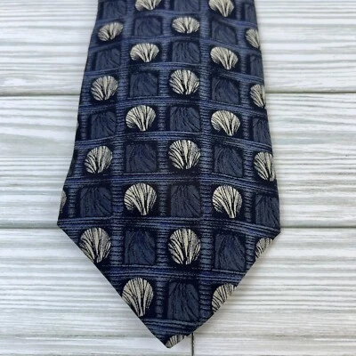 "Corbata de seda con estampado geométrico azul Conte di Milano diseñador profesional 3,75"" x 56""" Foto 1 de 4