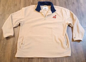 Cleveland Indians Embroidered Chief Wahoo Mens 1/4 Zip Fleece Pullover - Picture 1 of 7