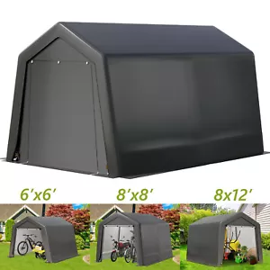 6x6/8x8/8x12ft Outdoor Storage Shelter Shed Heavy Duty Garage Car Tent Carport - Picture 1 of 17