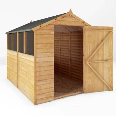 DIRECT GARDEN BUILDINGS 8x6 WOODEN GARDEN SHED APEX ROOF FELT WINDOWS FLOOR SINGLE DOOR STORAGE 8ft 6ft