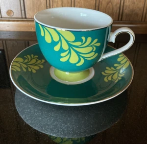 Juego de tazas de té y platillos The Alice Collection verde/verde azulado floral nuevo té empapado  - Imagen 1 de 11