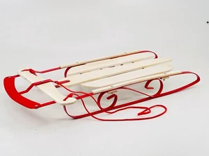 Vintage Dept 56 Christmas Ornament Holiday Decor Sleigh Sled Wood Metal 17" x 7" - Picture 1 of 8