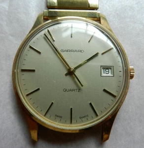 9k/kt/ct Solid Gold Swiss Garrard Men's Quartz Bracelet Watch Date 34mm - Picture 1 of 10