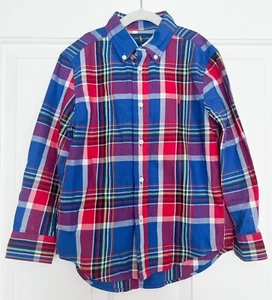 Ralph Lauren Shirt Boys Blue Red Plaid Button Down Collar Dress Shirt Sz 5 - Picture 1 of 5
