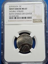 Jefferson Nickel Double Struck Both Strikes Off Center Mint Error NGC MS67!