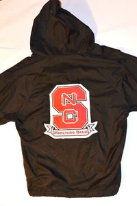 NC STATE MARCHING BAND BLACK NYLON PULLOVER JACKET! 1/2 ZIP/HOOD/COTTON LINED! S - Picture 1 of 11
