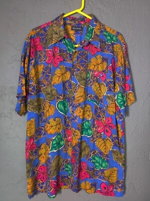 Vintage Marc Edwards Men's Large Colorful Tropical Hawaiian Shirt Loud Cruise  - Image 1 of 4