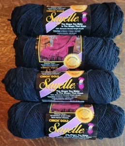 Vintage Caron Gold Sayelle Worsted Weight Acrylic Yarn Lot Of 4 Black #1009 NOS - Picture 1 of 3