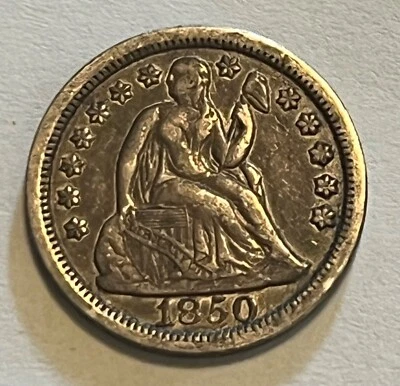1850 Seated Liberty Dime, XF , Better date ! - Image 1 of 4