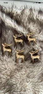 Vintage Aukey Gold Colored Reindeer Napkin Ring Holders Deer Lot 5 Christmas 3" - Picture 1 of 5