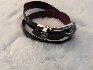 Cinturón de cuero negro occidental para mujer con hebilla astillada talla S - Imagen 1 de 8