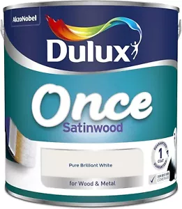 Dulux Konzentrat Pur Brilliant Weiß Farbe Holz & Metall Satinholz 2.5L - Picture 1 of 6