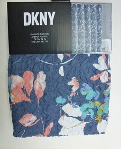 New DKNY Jasper Floral SHOWER CURTAIN Watercolor Blue Coral Microsculpt Textured - Picture 1 of 4