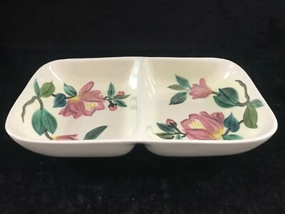 vintage Studio Art Redwing Hand Painted Floral Divided Serving Tray 6 1/4"W 11"L - Image 1 of 4