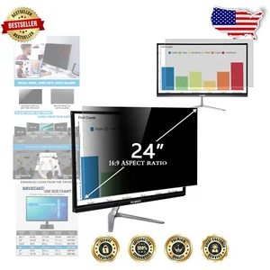 Removable Anti-Glare Privacy Screen for 24-Inch Monitors - Blue Light Filter - Afbeelding 1 van 11