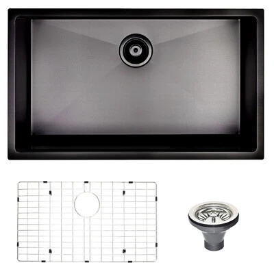 27" 30" 32" Stainless Steel Single Bowl Undermount Kitchen Sink With Sink Grid - Image 1 of 4