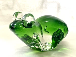 Kunstglas stilisiert Frosch Skulptur Briefbeschwerer 7" Sommerso Glas Salviati Stil - Bild 1 von 14