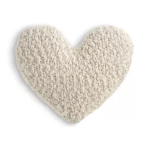 DEMDACO Cream Heart Shaped 10 x 11 inch Plush Polyester Decorative Throw Giving - Picture 1 of 5
