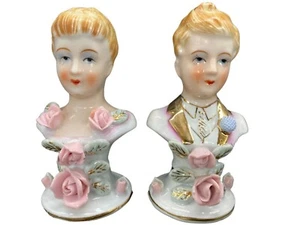 Pareja victoriana de sal y pimienta vintage de hueso Ucagco Japón - Imagen 1 de 10