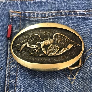 Hebilla de cinturón antigua vintage de LATÓN AMERICAN EAGLE ESTADOS UNIDOS GAS garaje - Imagen 1 de 7