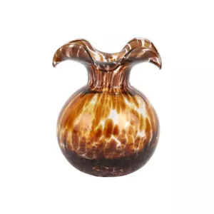 VIETRI 'Hibiscus Glass' Brown Tortoiseshell Bud Vase, New in Box - Picture 1 of 3