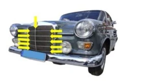 Modanature barra decorativa 11 pezzi griglia radiatore ORIGINALE per Mercedes W110 W111 NUOVO - Foto 1 di 6