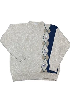 Vintage Izod Baumwolle Leinen Pullover Pulli Golf Golfer Argyle kariert XL Opa - Bild 1 von 6