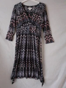 Ladies Multicoloured 3/4 Length Sleeved Fit & Flare Dress. Size 10. Monsoon. - Picture 1 of 4