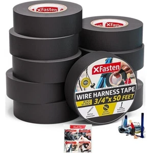 Xfasten Wire Harness Tape 3/4" X 50ft Electrical Auto Wiring Cloth Loom 10 Rolls - Picture 1 of 9