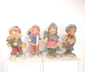 K's Collection Christmas Figurines of 2 Girls and 2 Boys 4.25" Tall - Picture 1 of 17
