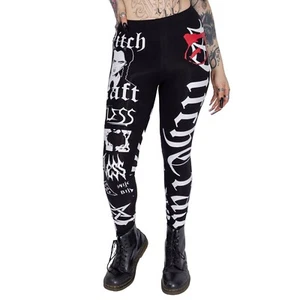 Leggings punk gótico pentagrama Heartless B Craft Wednesday Addams A-HEARTBCRAFT-BW - Imagen 1 de 5