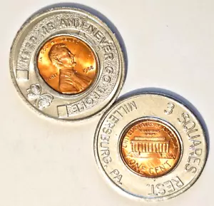 Vecchio gettone moneta MILLERSBURG resto FERRO DI CAVALLO incassato PENNSYLVANIA Delfino Penny PA - Foto 1 di 5