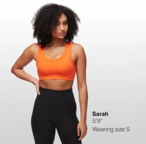 Sujetador deportivo ALO naranja Wellness talla S acanalado crop top - Imagen 1 de 8