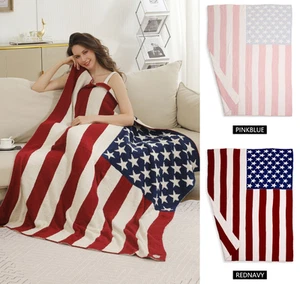 ComfyLuxe American Flag Pattern Throw Blanket - Picture 1 of 17