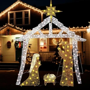 5 FT Krippe Set Outdoor beleuchtet Weihnachtskrippe groß Heilige Familie Yar - Bild 1 von 1