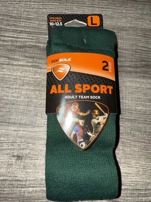 NEW NIP 2 Pair Of TCK All Sport Performance Socks Large (10-12.5) Green Soccer - Image 1 of 4