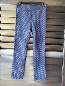 Erica Taylor Blue Medium Pull on Work Pants Career Navy Floral Pattern - Picture 1 of 8