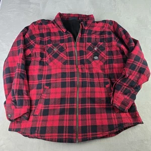 Harley Davidson Women XL Red Plaid Fleece Lined Shacket Flannel Tartan - Picture 1 of 8