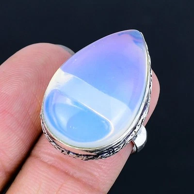 Milky Opal 925 Silver Plated Handmade Ring of US Size 7 - Изображение 1 из 3