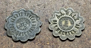 Lot 2 BRASS Good For 5c TRADE TOKENS A.A. WALZ Henrys Tavern bar drink ST. LOUIS - Picture 1 of 4