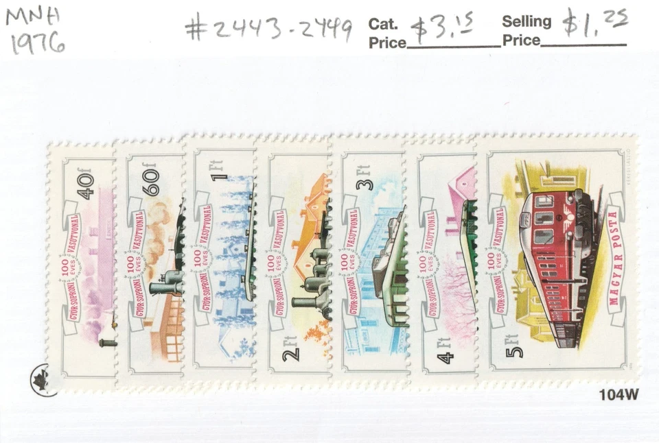 Hungría / República Popular Húngara #2443-2449 "Trenes" MNH 1976 Foto 1 de 1