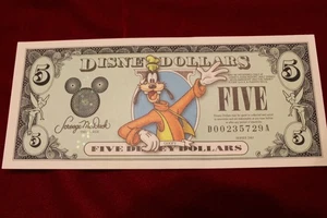 Disney 5 Dollars, 2003 "DA" Series Goofy Disneyland Uncirculated SUPER NOTE - Picture 1 of 3