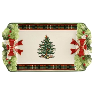 Christmas Tree Figural Tartan, 12-Inch Festive Serving Tray with Tartan Borde... - Image 1 of 4
