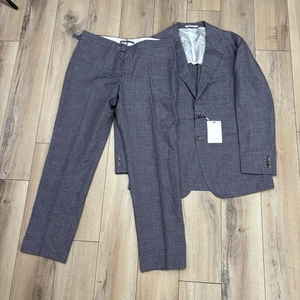$859 SuitSupply - Textured Purple 3-Btn Wool/Silk/Linen Suit - 42 Havana NEW NWT - Picture 1 of 14
